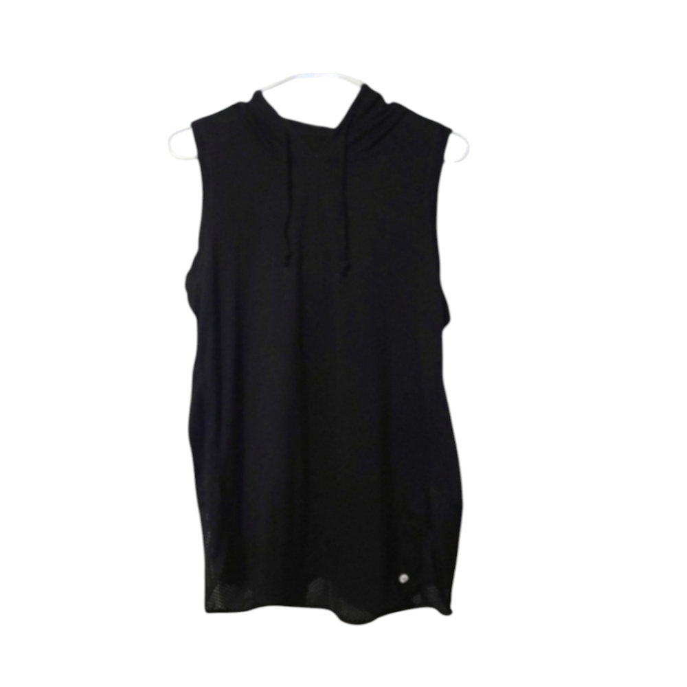 AVIA Black Sleeveless Athletic Drawstring Hoodie Women's Performance Size Large